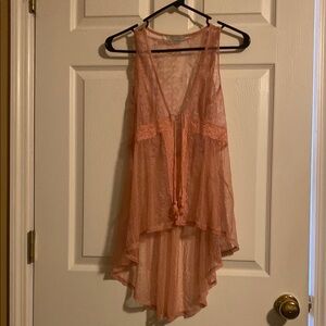 Peach Lace Sleeveless Top